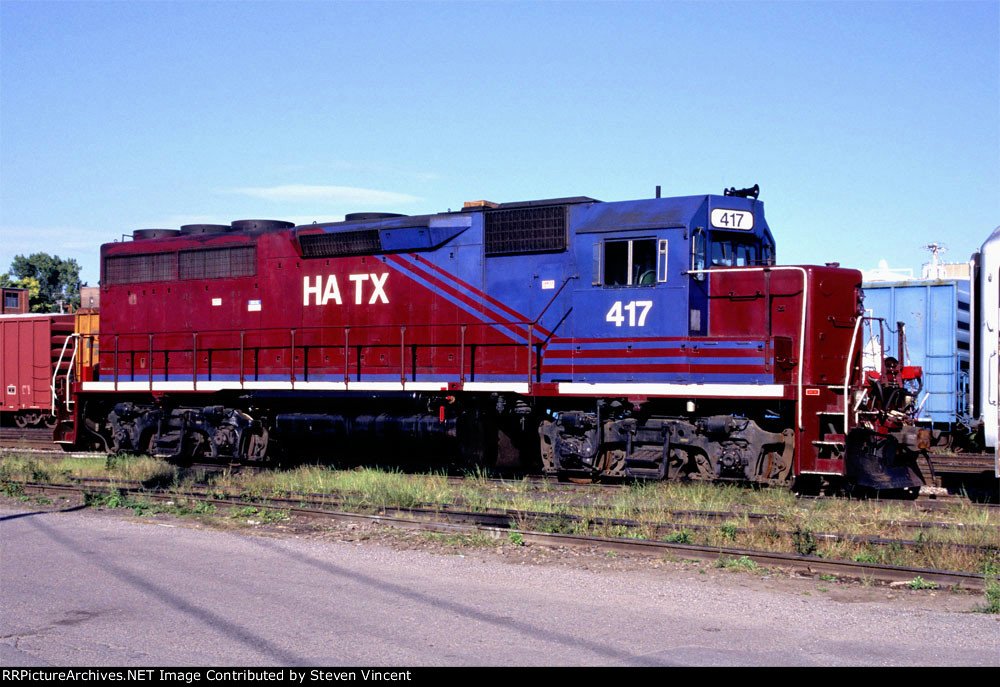 Helm Leasing GP40 HATX #417 on Vermont Railway.